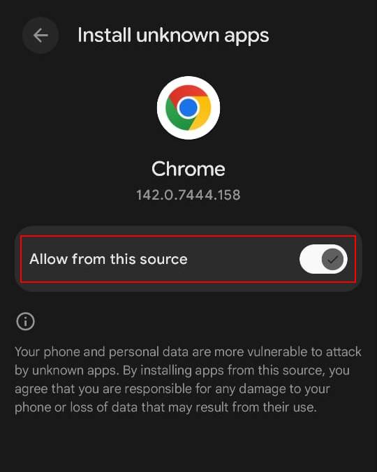Enable Unknown Sources