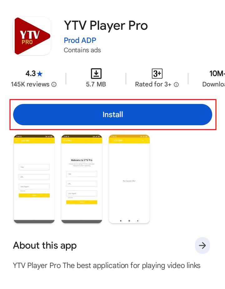 Install YTV Player Pro